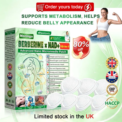 Sparklyra® Moringa &Berberine x NAD+ 10-in-1 Advanced Nano-Micro-needle Patch👩‍⚕️  (Just once a day, visible results in 7 days)  ✅ For obesity, sagging skin, diabetes and more.